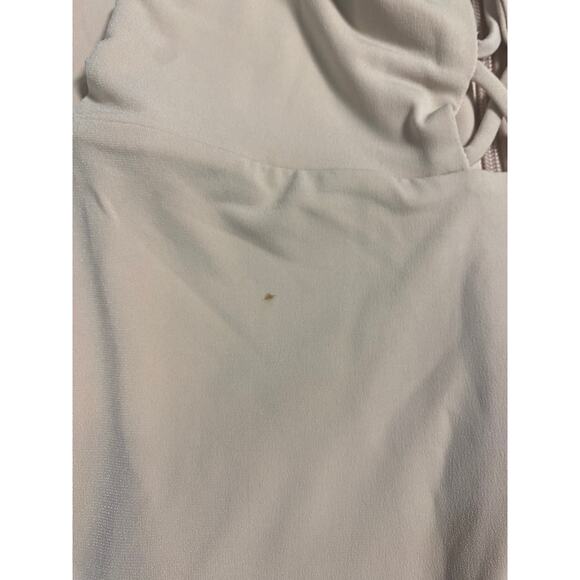 Nookie Tropicana Cross Front Shift Dress Nude Size M | Plunge Midi Bodycon - Picture 4 of 5